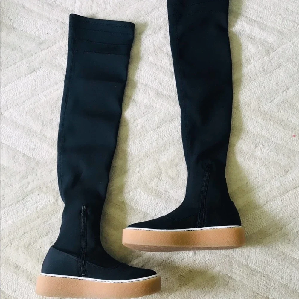 Free People Outer Limits Stretch Boots Black 7.5
